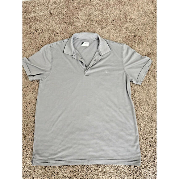 Izod Golf Polo Shirt‎ Mens Large Gray Stripe Casual Outdoor Stretch Activewear - Picture 1 of 13